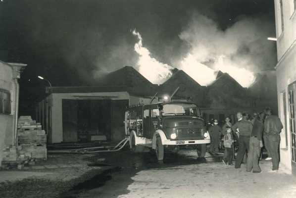 Großbrand in der ehemaligen Druckfabrik Guntramsdorf 1984